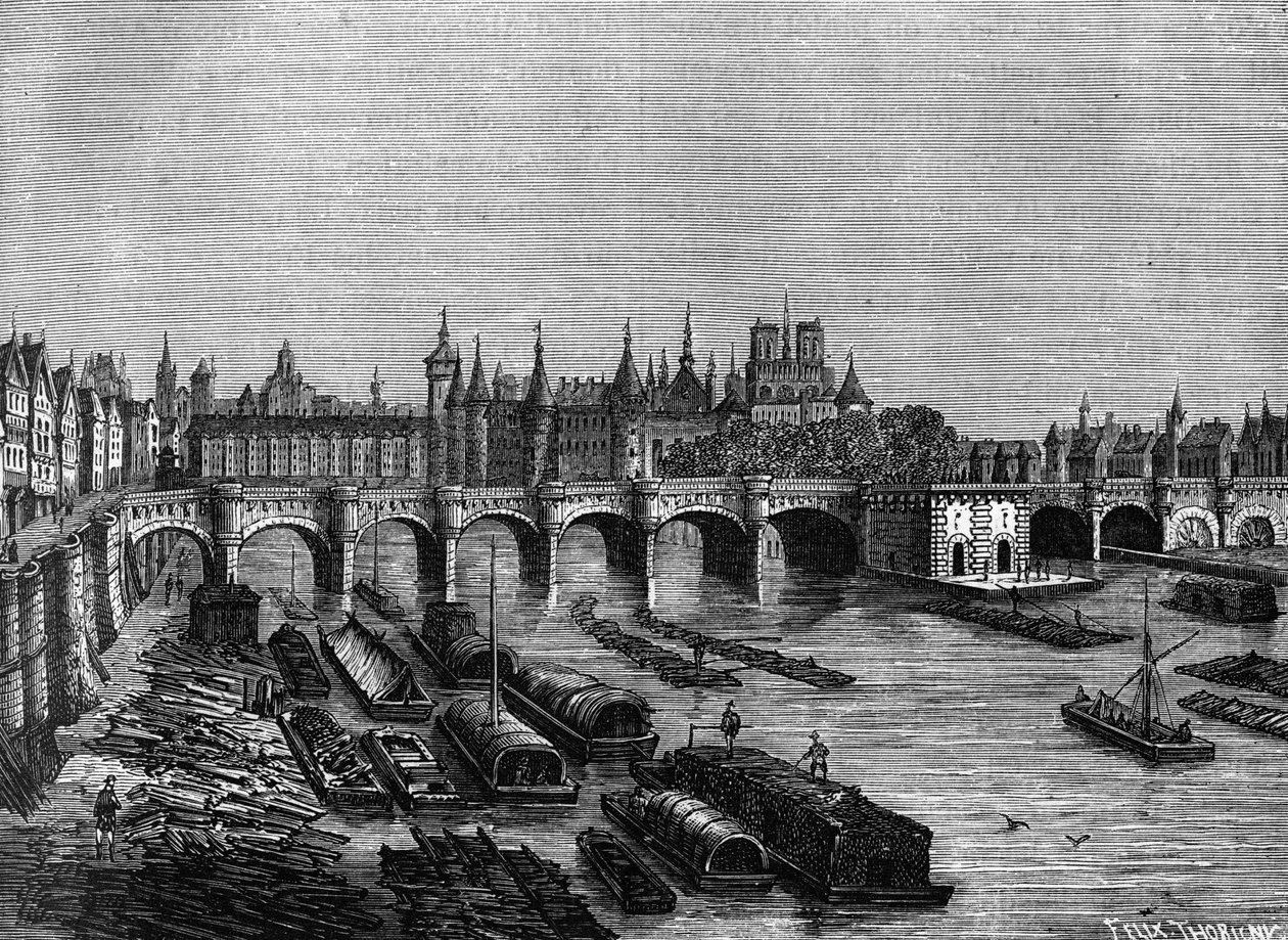 Pont Neuf w Paryżu za panowania Henryka III - w „Histoire de France” Henri Martina, sd. 19 wiek autorstwa Unknown artist