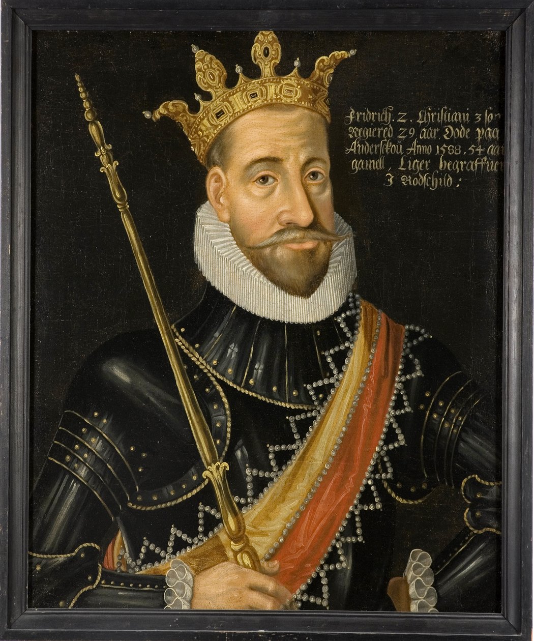 Le roi Frederic II de Danemark et Norvege - Król Danii Fryderyk II (1534-1588), Anonim. Olej na płótnie. Wymiar : 74x64 cm. Muzeum Narodowe w Sztokholmie autorstwa Unknown artist