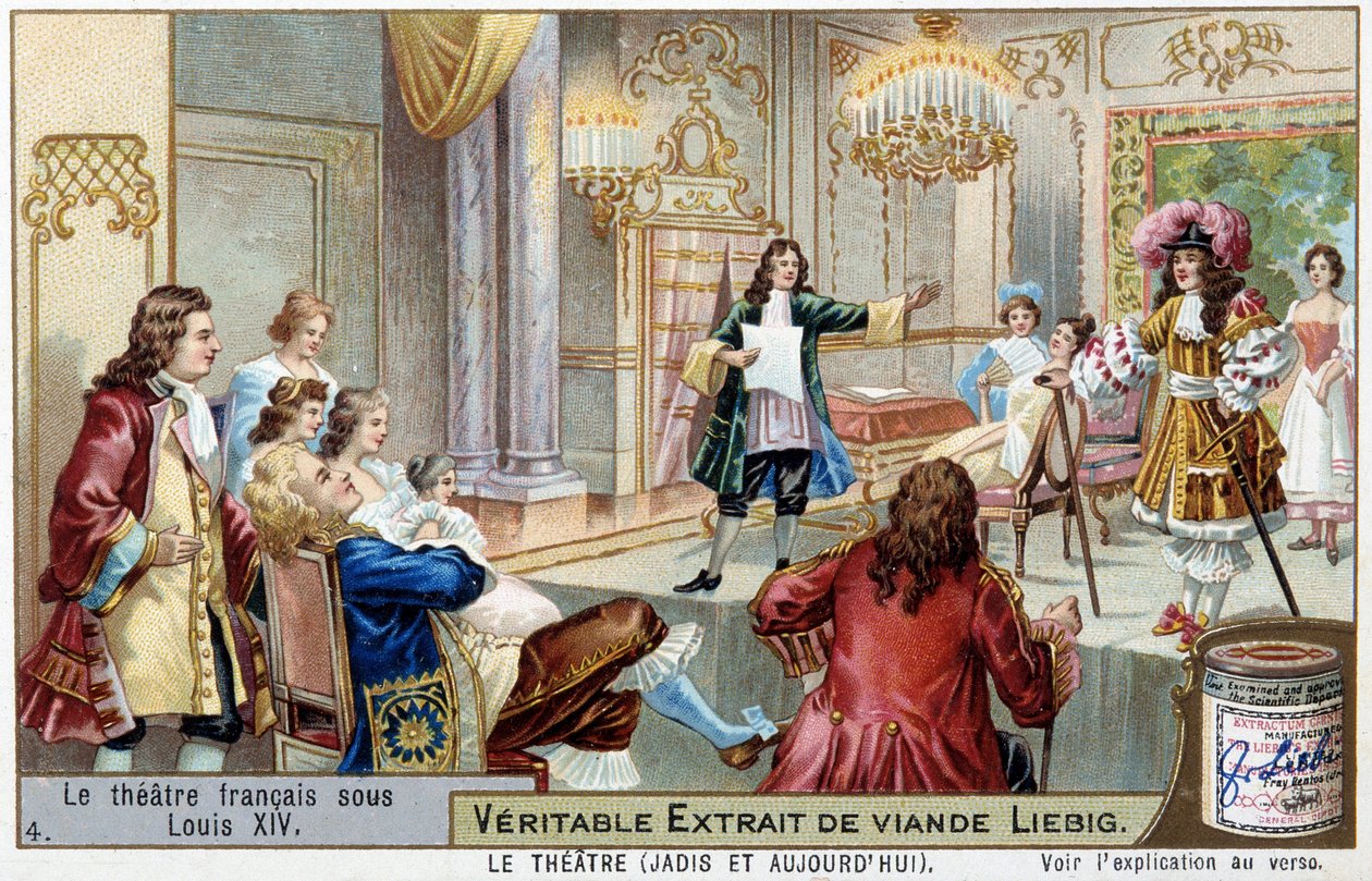 Teatr francuski za Ludwika XIV (1638-1715) - Chromolitografia Liebig autorstwa Unknown artist
