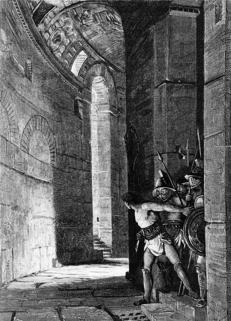 Wyciek Spartakusa. Grawerowanie z XIX wieku. autorstwa Unknown artist