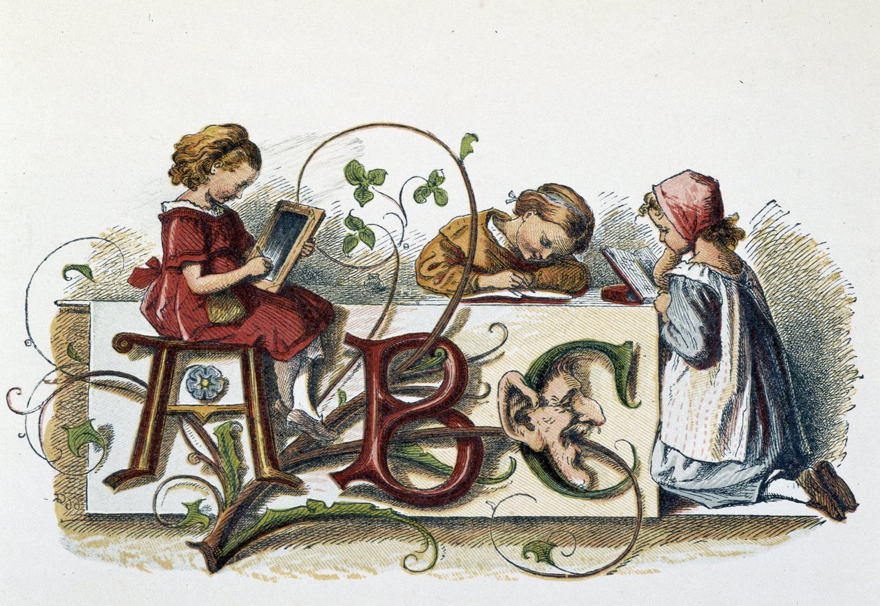Czytanie i pisanie dzieci - w „Zabawach dla dzieci””, wyd. Londyn, George Ronthedge i synowie, koniec XIX wieku autorstwa Unknown artist