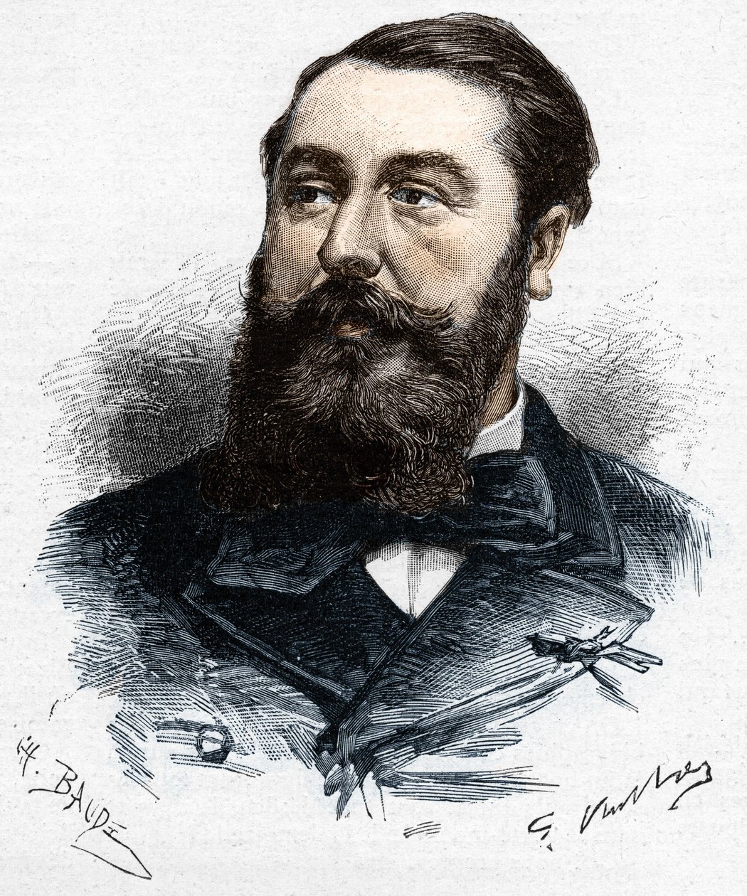 Leo Delibes (1836-1891), francuski muzyk i kompozytor. Drzeworyt autorstwa Charlesa Baude