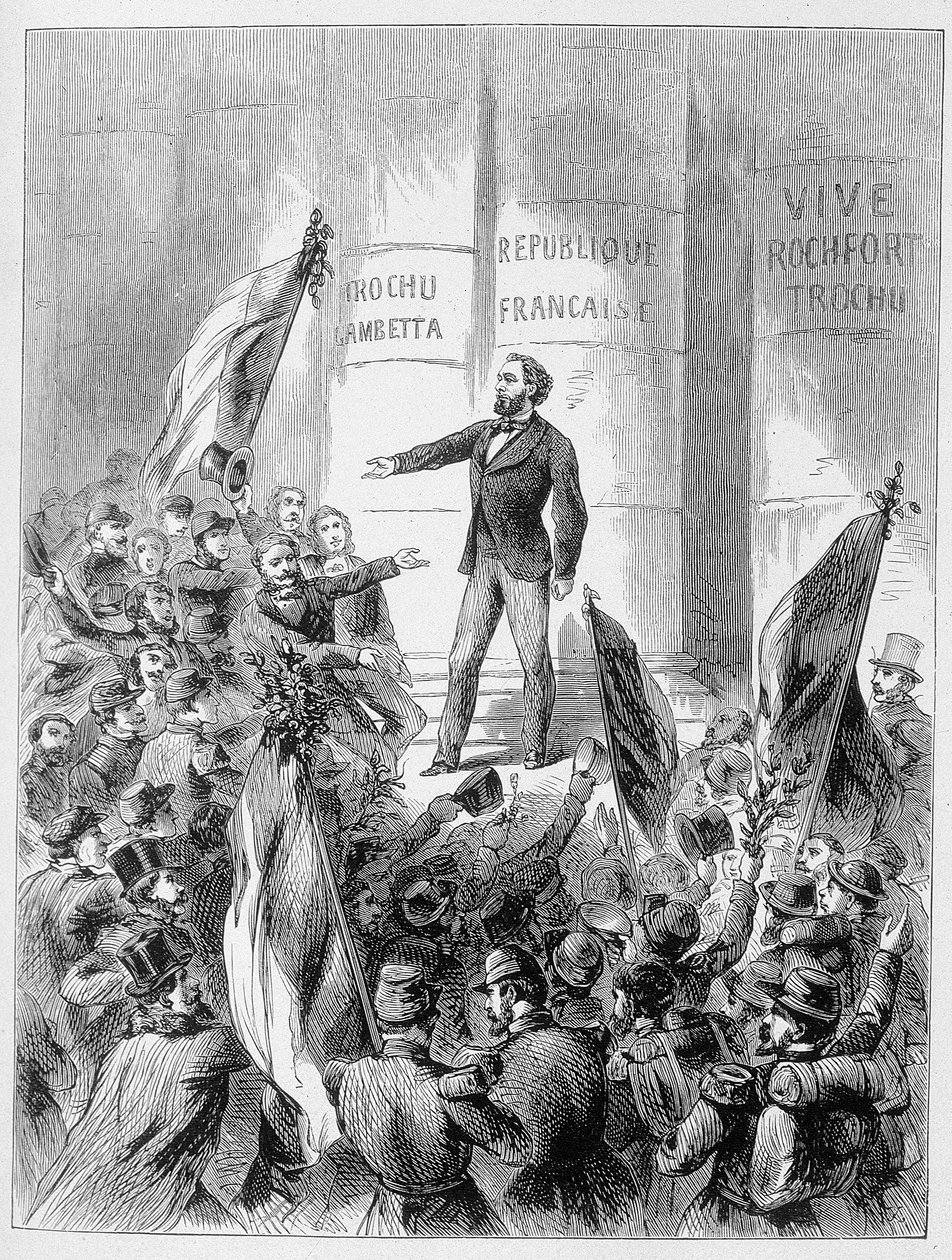 Leon Gambetta ogłaszający proklamację Republiki 4 września autorstwa Unknown artist