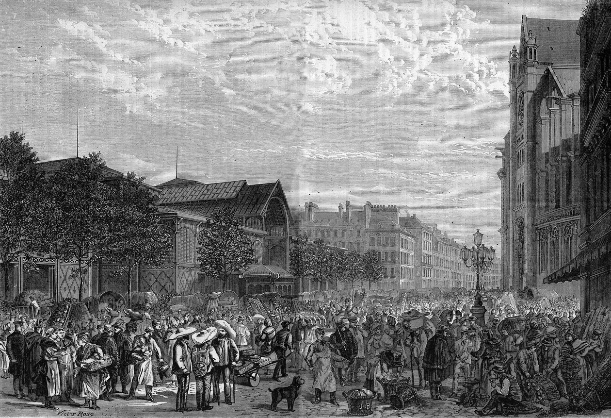 Les Halles w centrum Paryża w 1878 roku. autorstwa Unknown artist