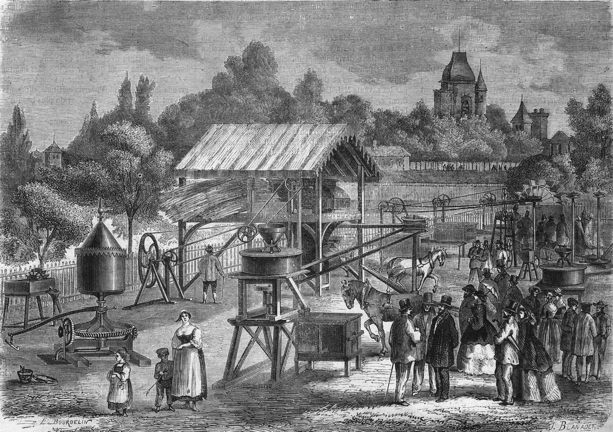 Les Machines agricole autorstwa Josepha Pineta Jr., budowniczego w Abilly (Indre et Loire) w 1865 roku. autorstwa Unknown artist