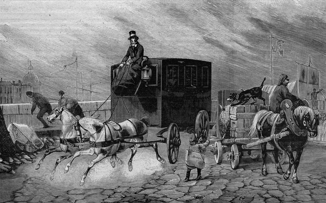 Les Omnibus de Paris w XIX wieku: la Bearnaise - rycina z 1892 r. autorstwa Unknown artist