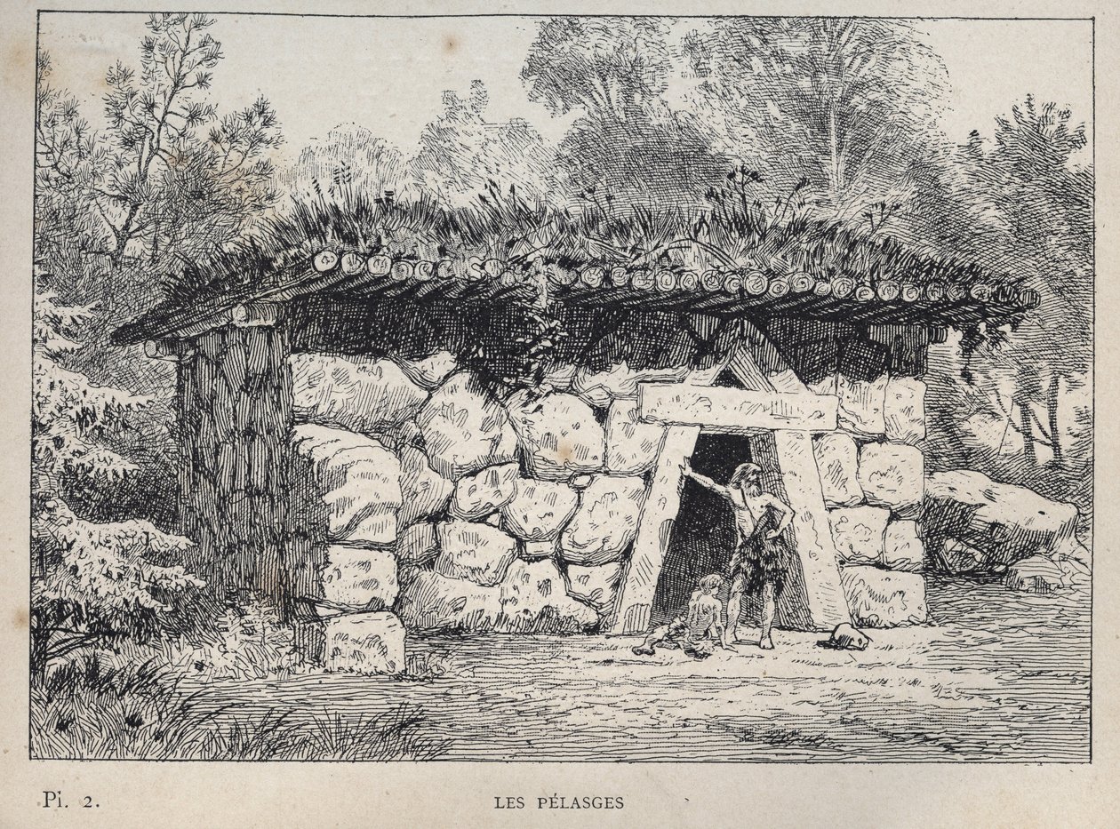 Pelasges (Pelasgians) - rycina z 1889 roku w „Historia zamieszkiwania ludzi na Wystawie Powszechnej z 1889 roku, autorstwa Charlesa GARNIERA - Librairie centrale des beaux-arts Paris 1889 autorstwa Unknown artist