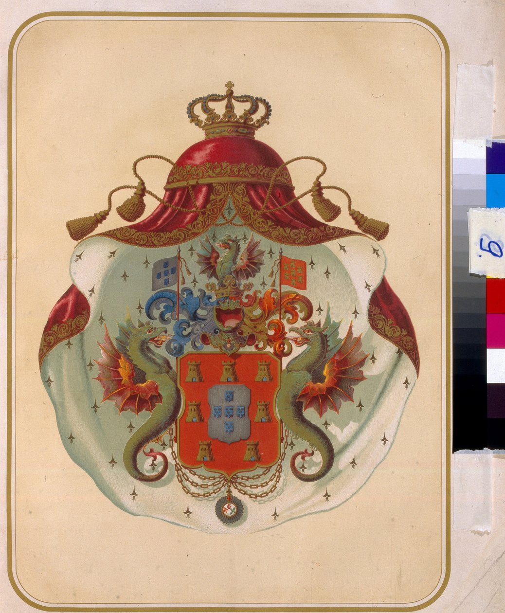Herb masonów Wielkiej Loży Meklemburgii (Niemcy). (Herb Wielkiej Loży Masonerii Meklemburgii). Prowincjonalna Wielka Loża założona w 1819 r. Praca anonimowa, litografia. Rosyjska Biblioteka Państwowa, Moskwa. autorstwa Unknown artist