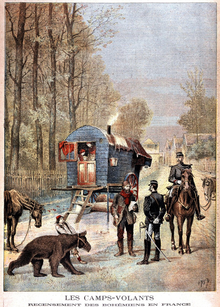 Lotnicze obozy: Spis ludności Czech we Francji (Roulota, bohema i żandarmi) - w „Le petit journal” z 05.05.1895 autorstwa Unknown artist