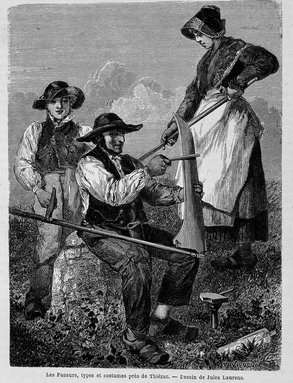 Przetrząsacze, typy i kostiumy w pobliżu Thiézac, w Owernii - w „” Dookoła świata”” autorstwa Unknown artist