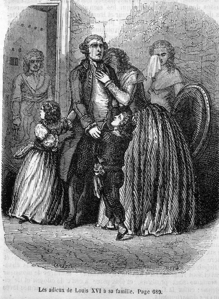 Fareeux Ludwika XVI do jego rodziny (do Marii Antoniny i Ludwika XVII). autorstwa Unknown artist