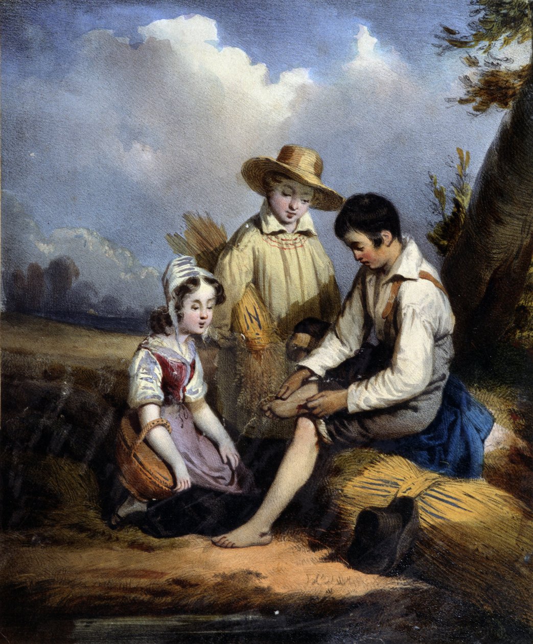 Les petits reapers (jeden ranny w stopę), v.1840 autorstwa Unknown artist