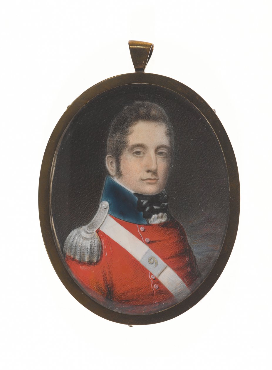 Porucznik Charles Augustus Elderton (1789-1841), 9 Indian Infantry Madras, 25 lutego 1811 (miniatura na kości słoniowej) autorstwa Unknown artist