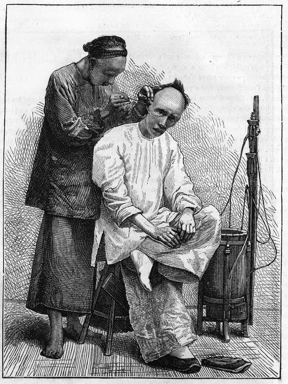Życie w Chinach w XIX wieku: Podróżujący fryzjer. autorstwa Unknown artist