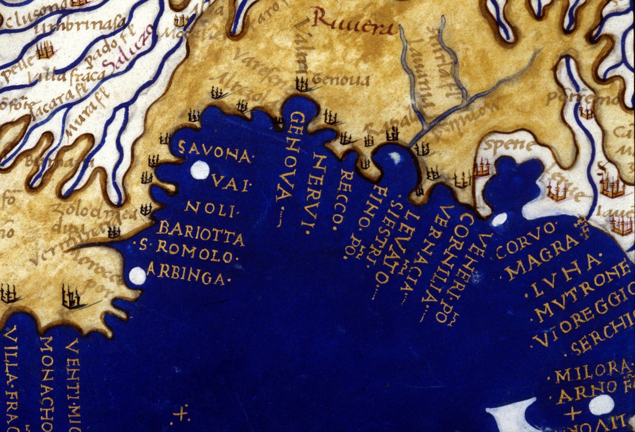 Liguria. Rękopis Atlasa z XV-wiecznego Berlinghieri. autorstwa Unknown artist