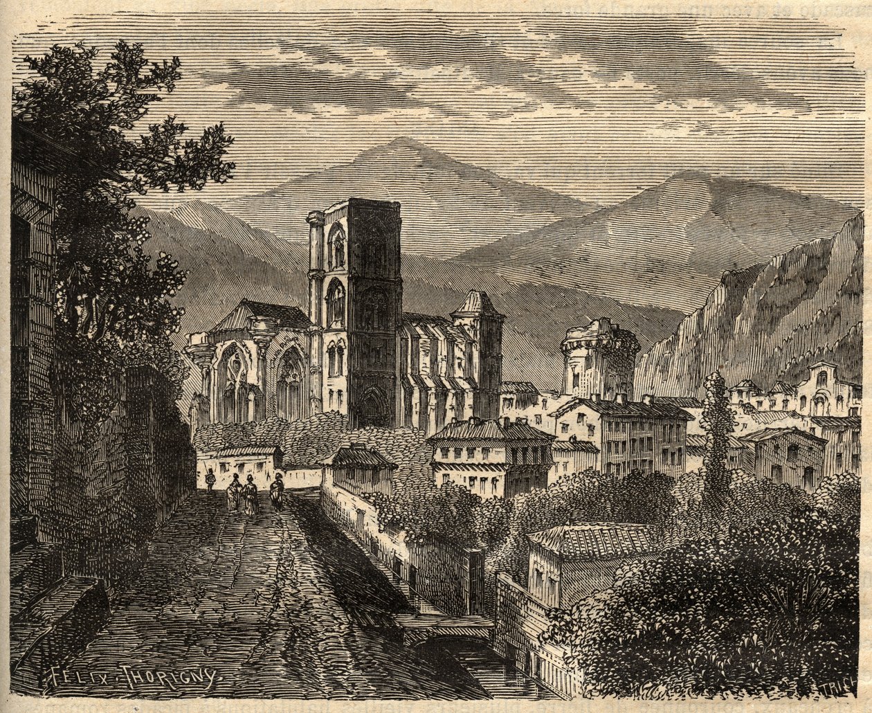 Lodeve - Herault - Francja - grawerowanie w „” PATRIE”” - PECTUREQUIREQUE OPIS FRANCJI W 6 TOMACH WG LUCIENA HUARDA - koniec XIX wieku autorstwa Unknown artist