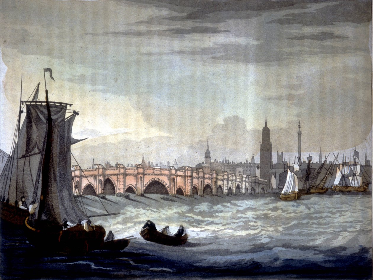London Bridge i Katedra w Southwark, Anglia. autorstwa Unknown artist