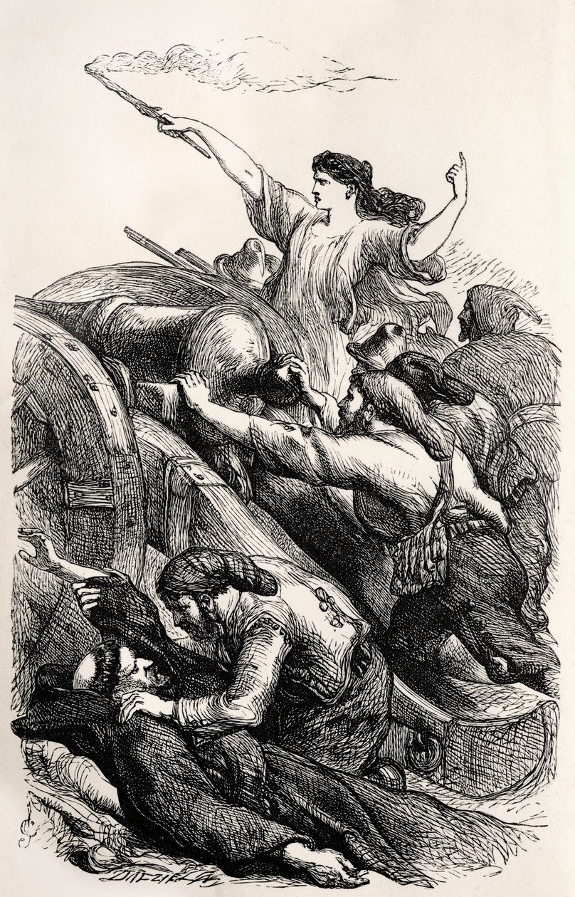 Lord Byron-ilustracja sceny z wiersza „Childe Harold” angielskiego poety (rycina) autorstwa Unknown artist