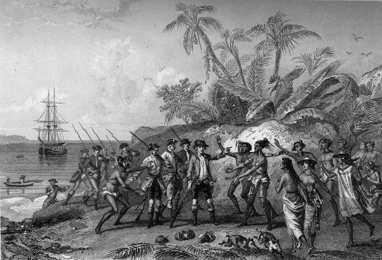 Louis Antoine Comte de Bougainville, francuski nawigator (1729-1811), zbliżający się do wysp markizów na Tahiti, 6 kwietnia autorstwa Unknown artist