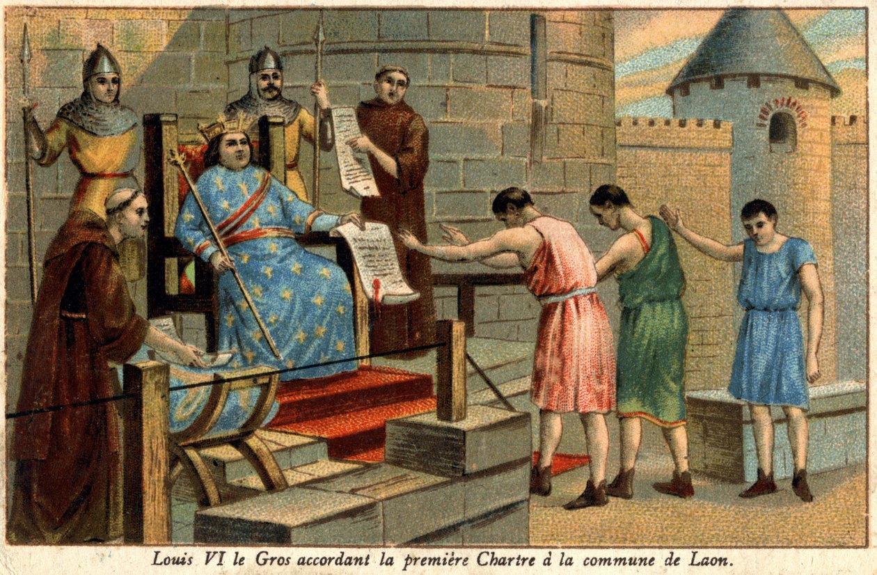 Ludwik VI nadał pierwszy Chartre gminie Laon w 1128 roku. autorstwa Unknown artist