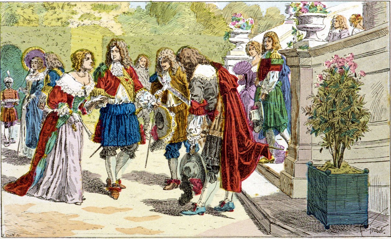 Ludwik XIV i jego dwór w Wersalu. autorstwa Unknown artist