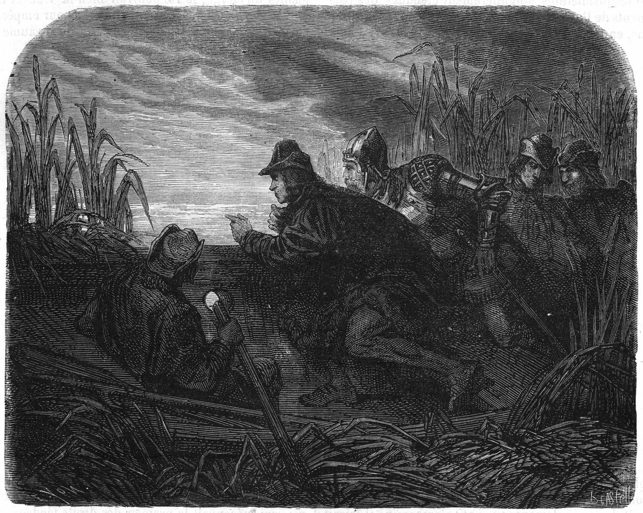 Ludwik XI ścigany przez angielski statek na Garonnie (1453). autorstwa Unknown artist