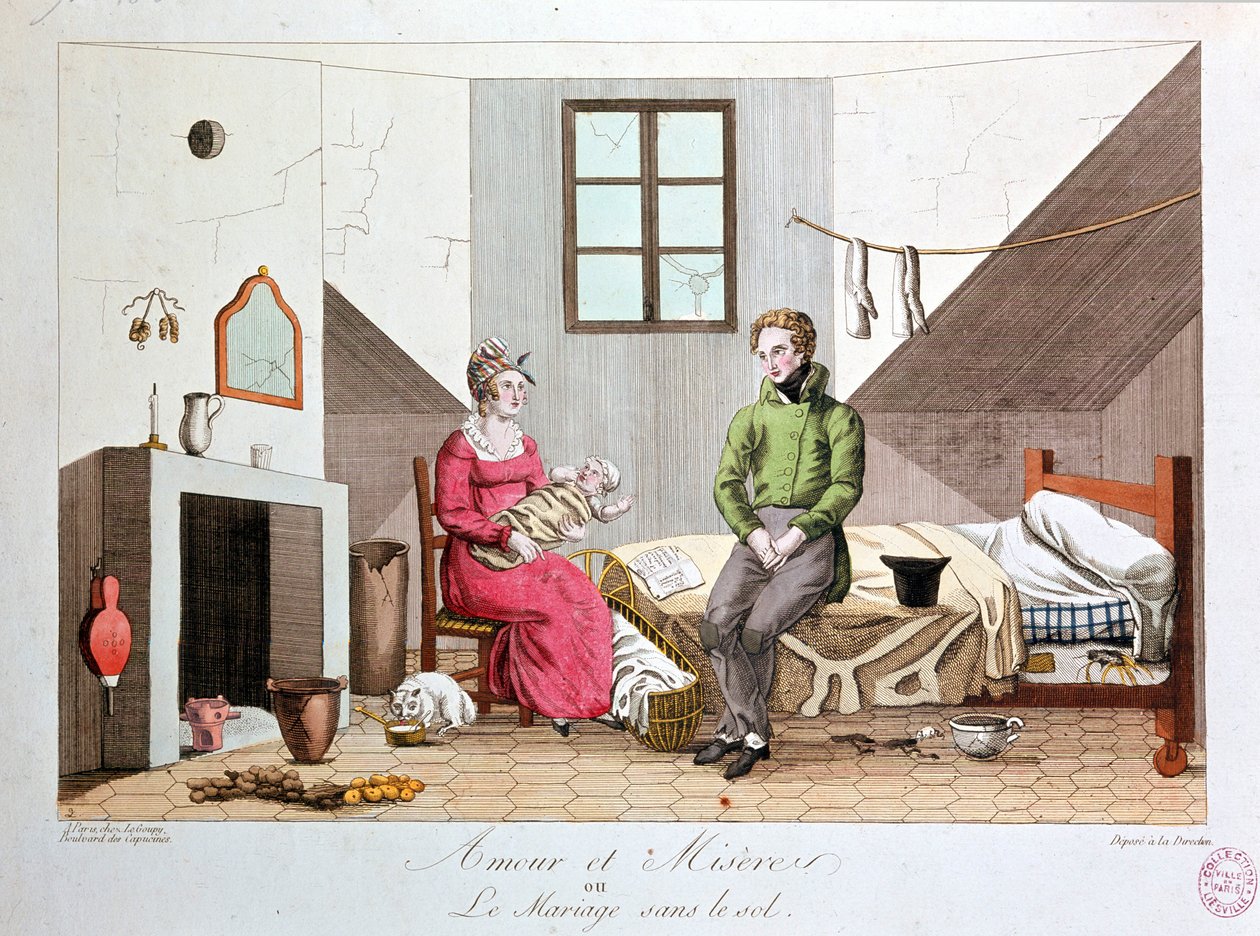 Miłość i nędza lub małżeństwo bez ziemi, biedne gospodarstwo domowe, początek XIX wieku autorstwa Unknown artist