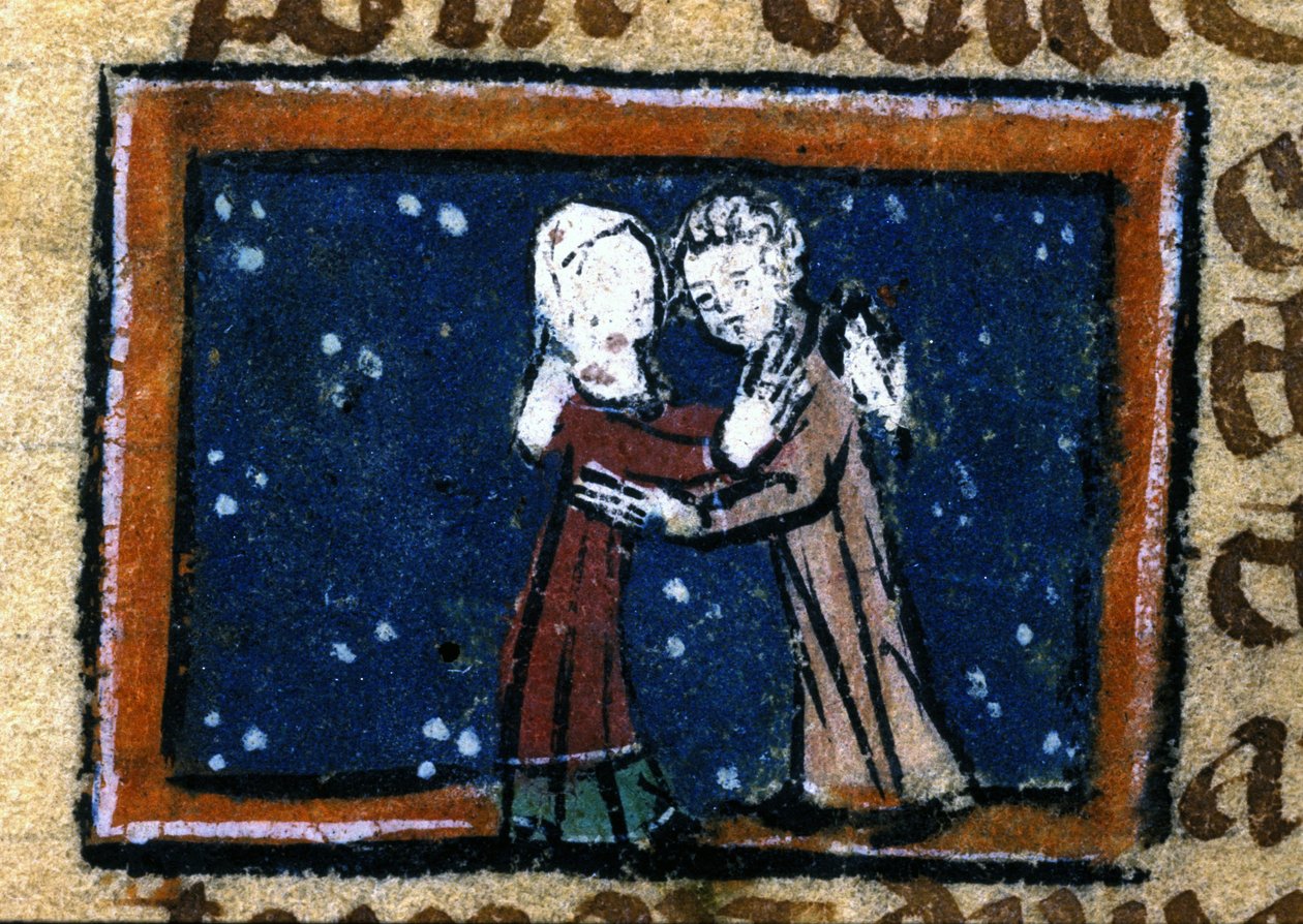 Scena miłosna z XIII-wiecznego francuskiego rękopisu. autorstwa Unknown artist