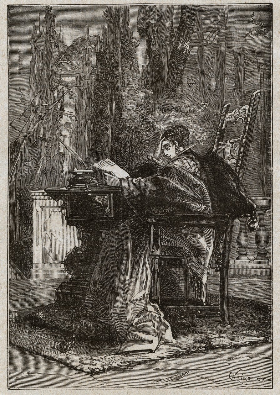 Lucrece Borgia (1480-1519) Umierająca ręka Leona X (Leone 10) (1475-1521) - grawer z „Lucrezia Borgia”” Oscara Pio - 1883 autorstwa Unknown artist