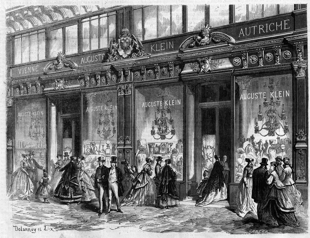 Luksus w Paryżu: Otwarcie sklepu przy Auguste Klein Boulevard des Capucines. Grawerowanie w „Wspaniałym Wszechświecie” autorstwa Unknown artist