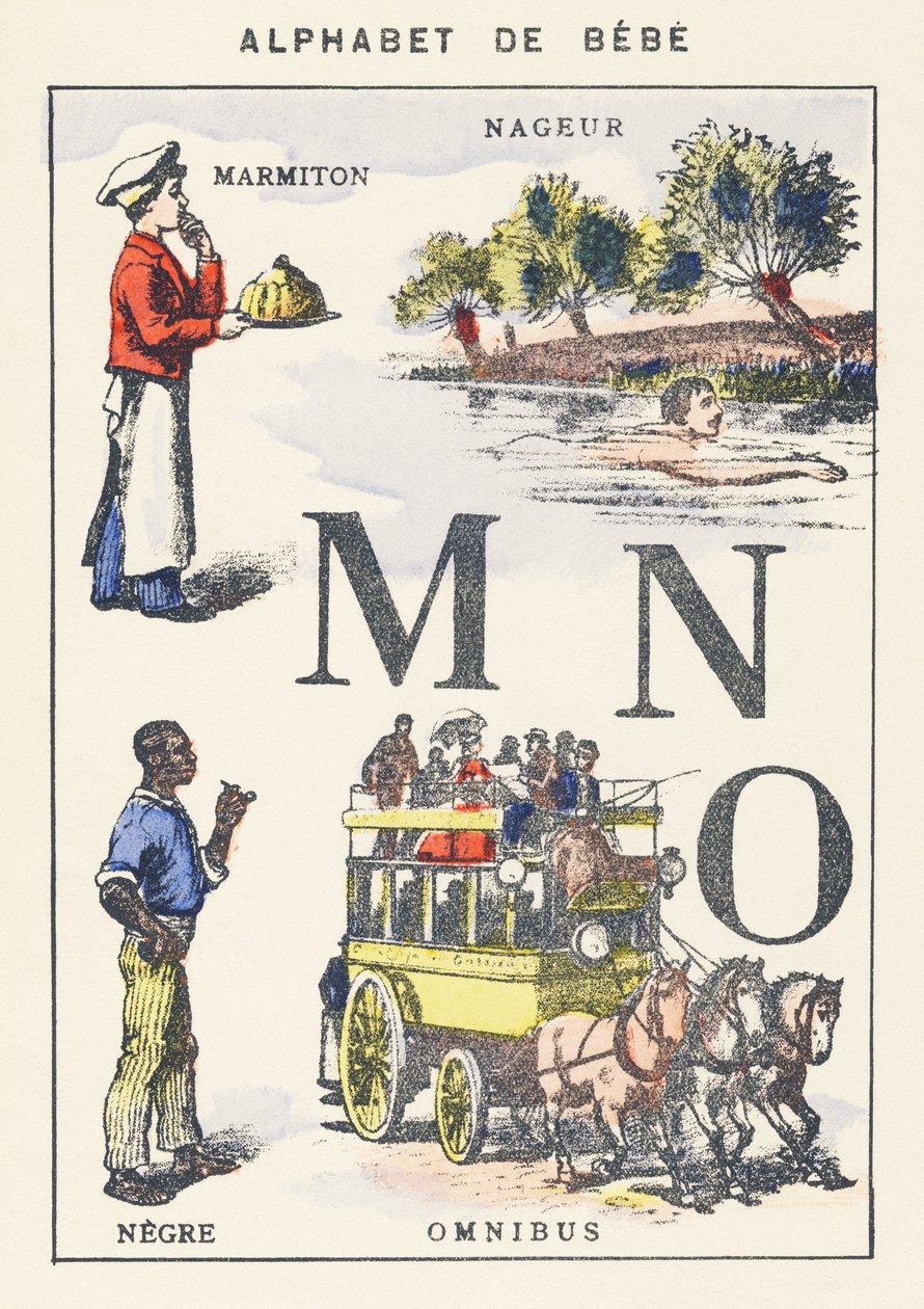 M N W: garnek, pływak, murzyn, omnibus autorstwa Unknown artist