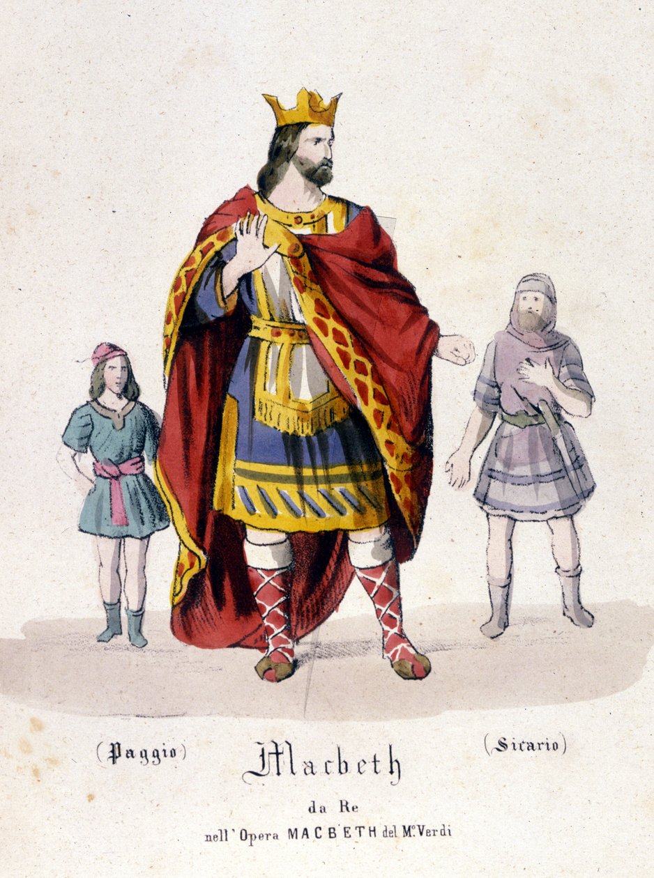 Postać Makbeta w operze o tym samym tytule Giuseppe Verdiego (1813 - 1901) na podstawie twórczości Williama Szekspira. 1847. Grawerowanie. autorstwa Unknown artist