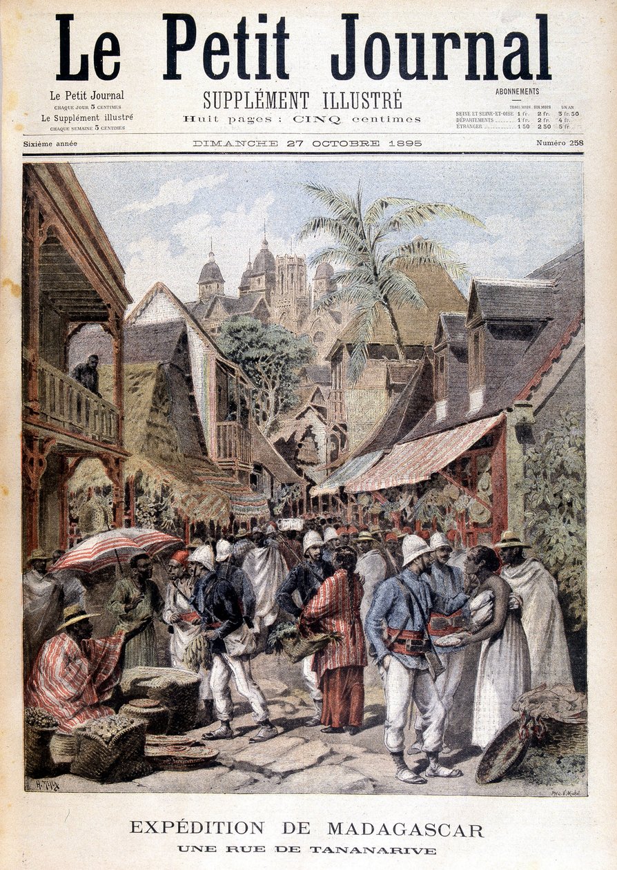 Wyprawa Madagaskar: ulica w Tananarive - w „Le Petite Journal” z 27.11.1895 autorstwa Unknown artist