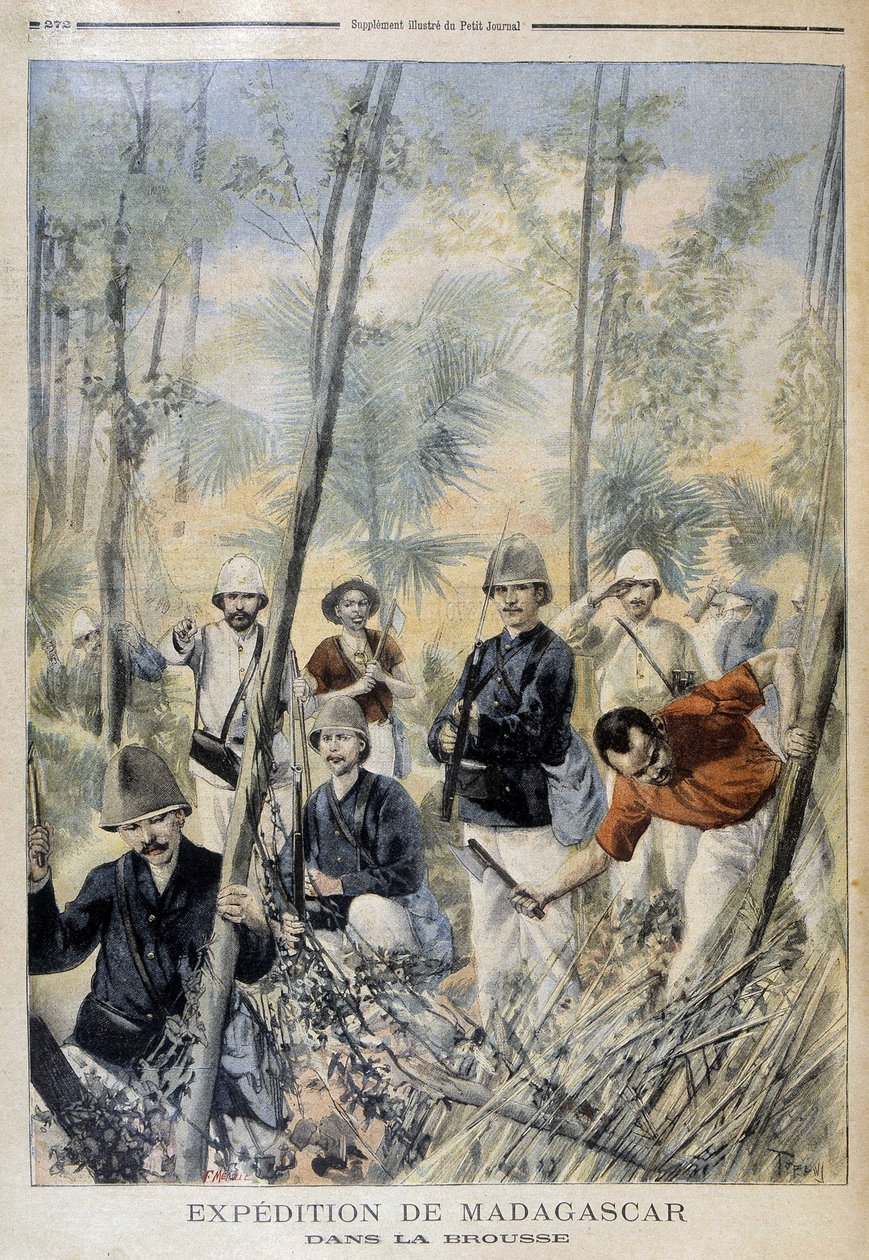 Wyprawa Madagaskar: w buszu - w „Le Petit Journal”, sierpień 1895 r. autorstwa Unknown artist