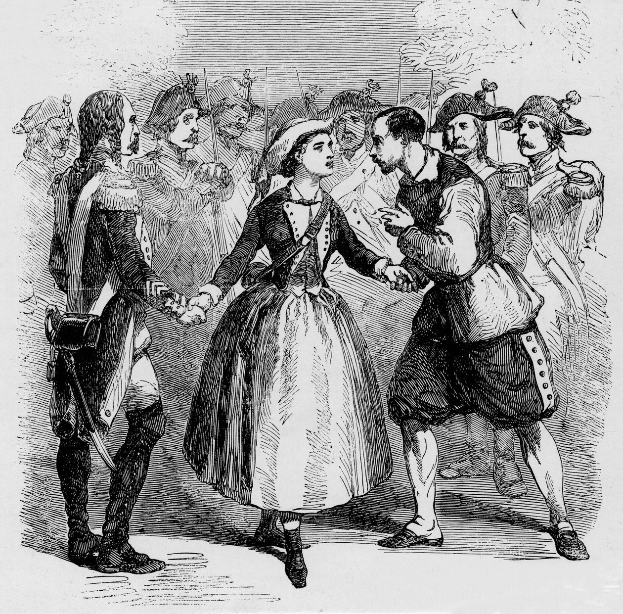 Mademoiselle Piccolomini w operze „Córka pułku” Gaetano Donizettiego w Teatrze Majesty w Londynie w 1856 roku. autorstwa Unknown artist
