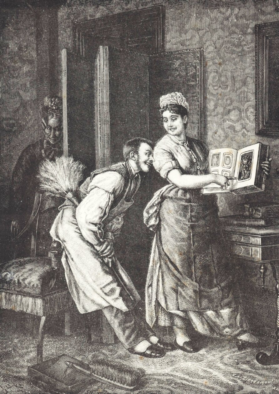 Pokojówka na wolności i podsłuchana przez panią domu (lito) autorstwa Unknown artist