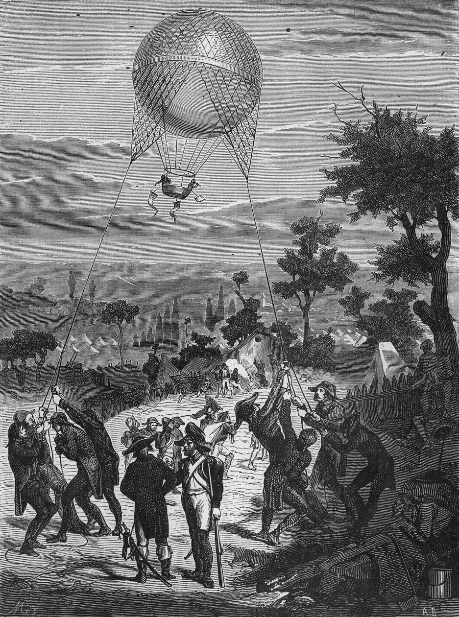 Manewr uwięzionego aerostatu używanego w armii Rzeczypospolitej. W „Albumie nauki”, Éditions Jouvet autorstwa Unknown artist
