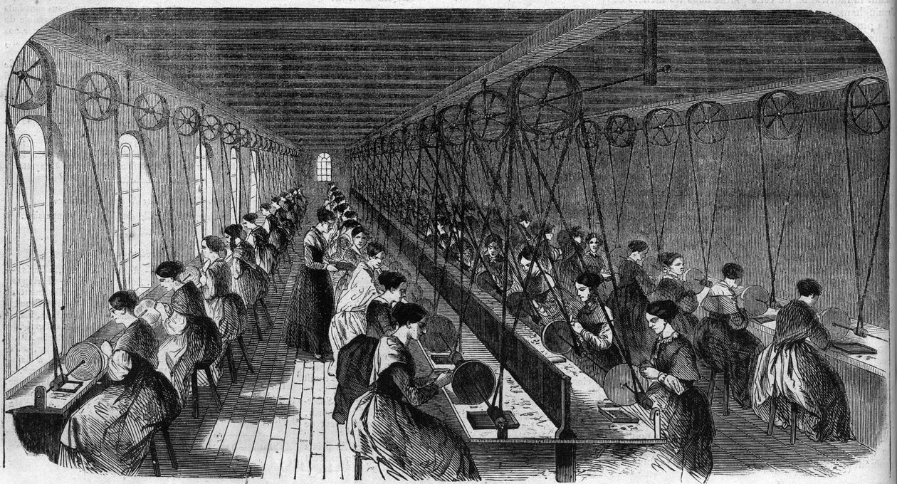 Produkcja długopisów cementowych: pracownicy drukarni w fabryce w Birmingham W „Le Journal Illustrous”” autorstwa Unknown artist