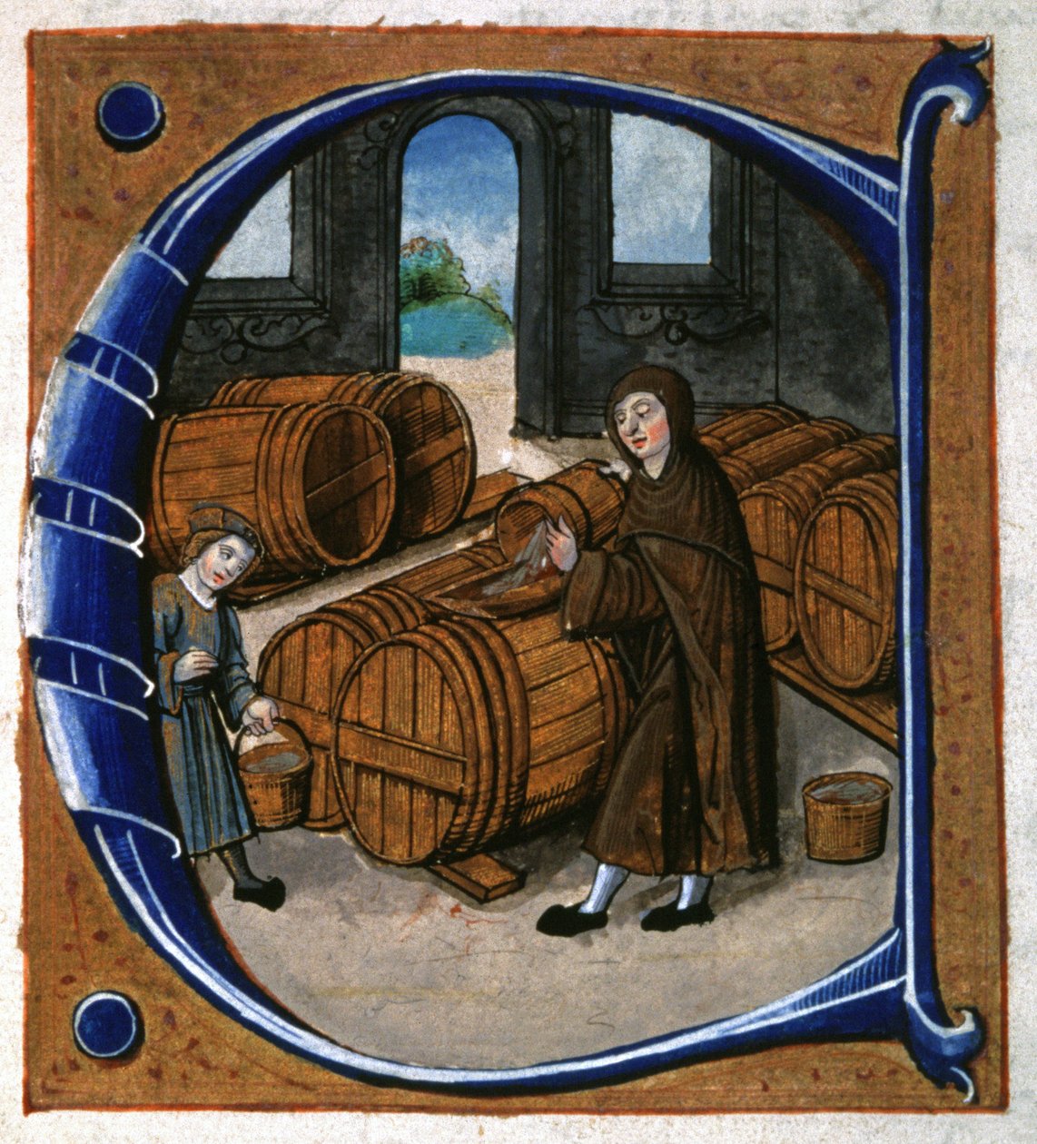 Produkcja wina. ok. 1450 (miniaturowy) autorstwa Unknown artist
