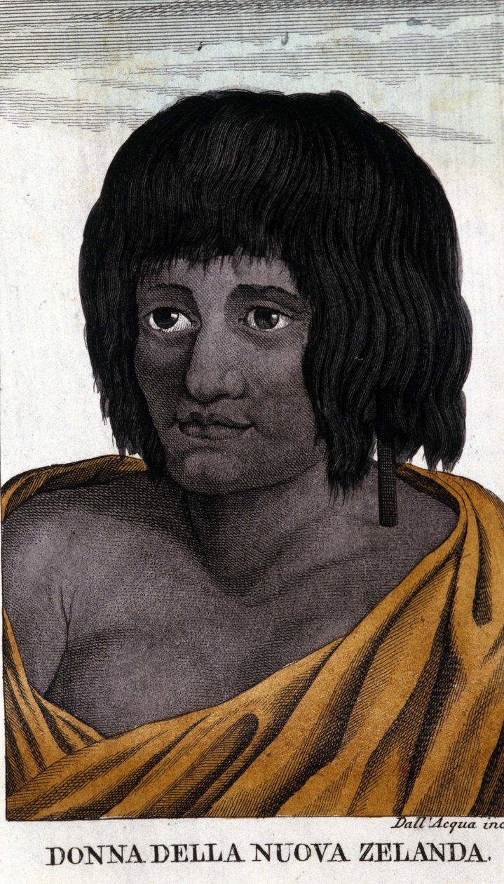 Maoryska kobieta z Nowej Zelandii. Rycina z początku XIX wieku. autorstwa Unknown artist