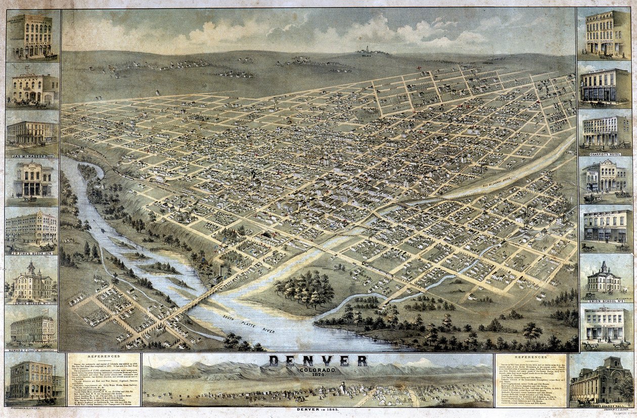 Mapa Denver, Kolorado autorstwa Unknown artist