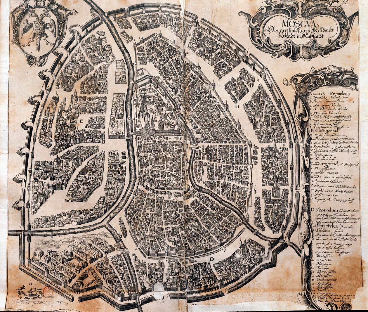 Mapa miasta Moskwy w Rosji w XVII wieku. Paryż, B.N. autorstwa Unknown artist