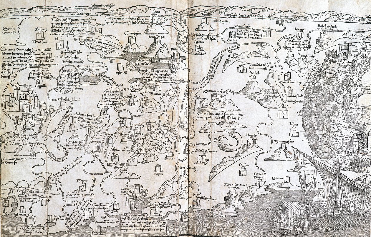 Mapa Palestyny – w „Świętych peregrynacjach” Bernarda de Breydenbach autorstwa Unknown artist