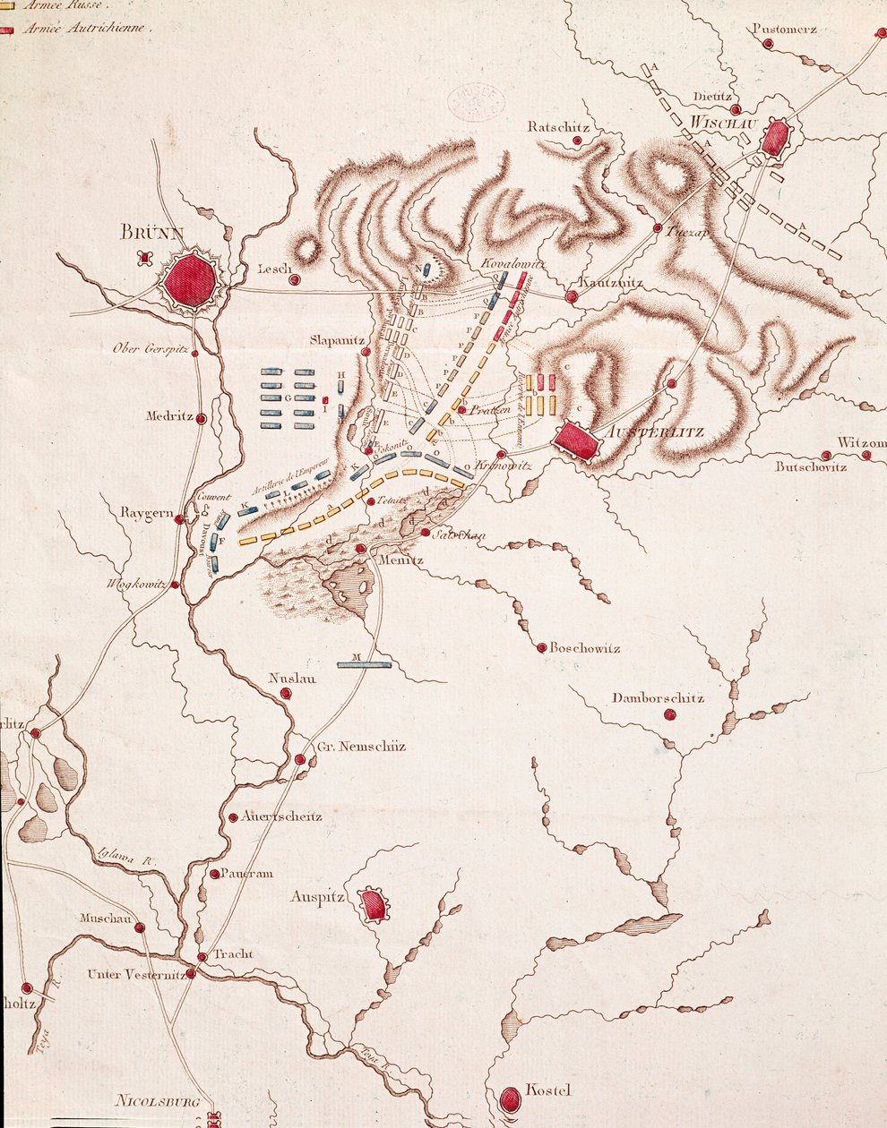 Mapa bitwy pod Austerlitz, 2 grudnia 1805 r. autorstwa Unknown artist