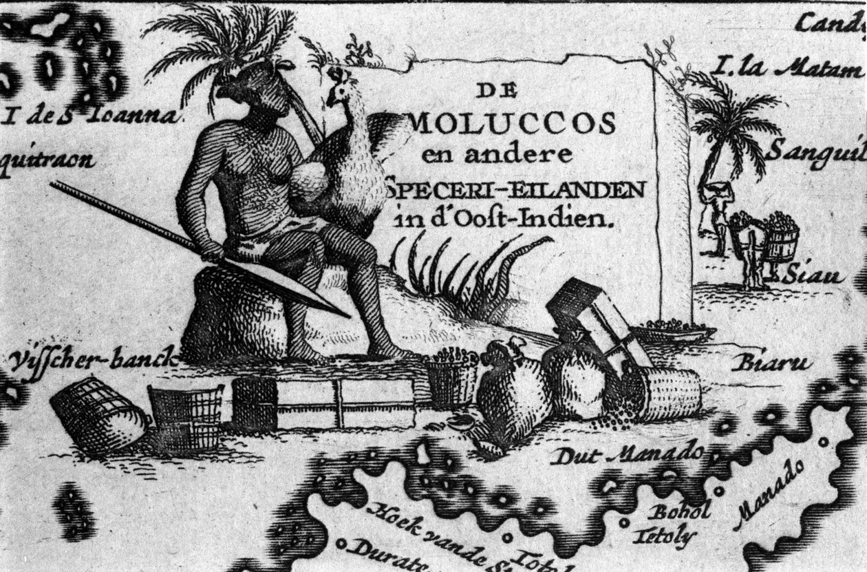 Mapa Archipelagu Moluki we wschodniej Indonezji. Mapa geograficzna zaczerpnięta z „Maps des Itineraires et voyages modernes” Pierre
