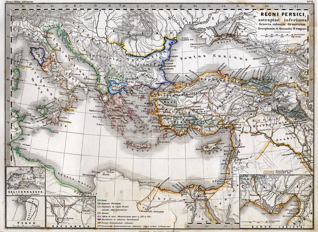Mapa Imperium Perskiego za panowania Aleksandra Wielkiego. Atlas z 1865 roku. autorstwa Unknown artist
