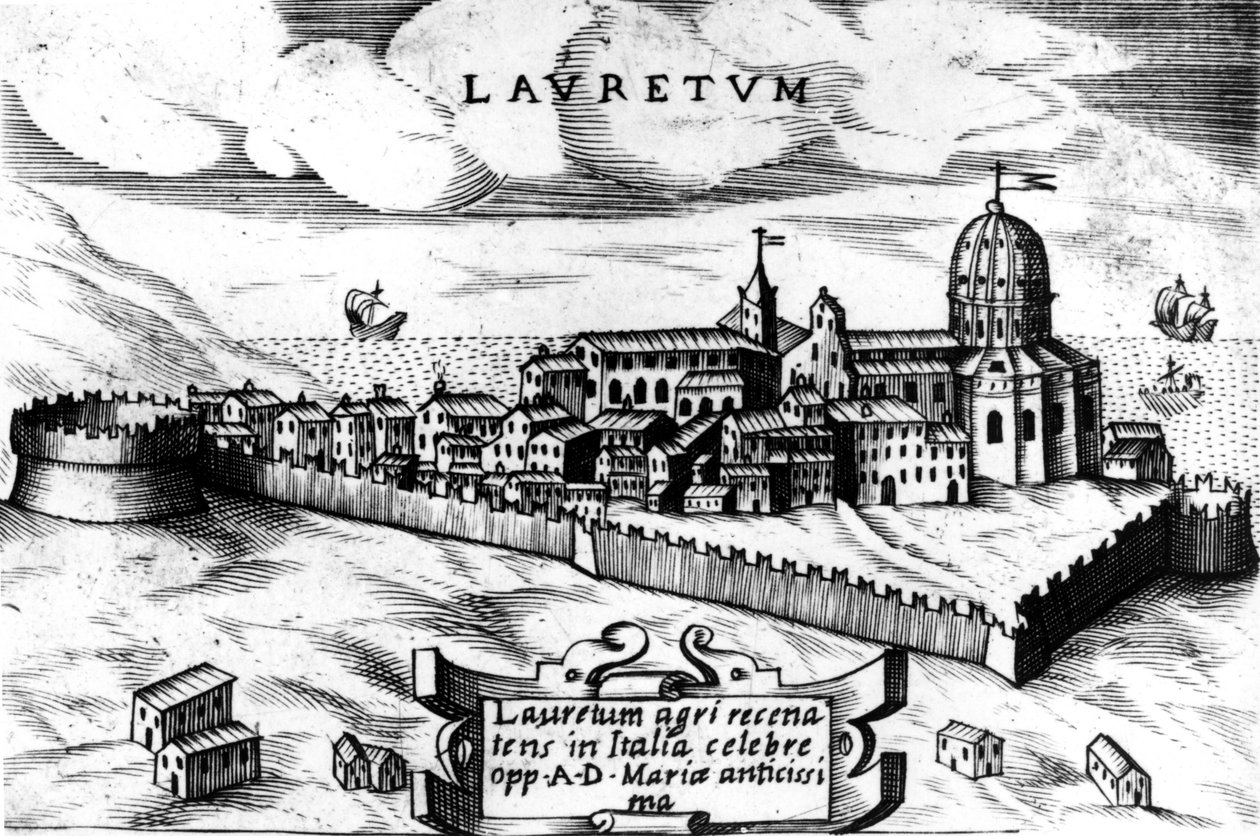 Mapa miasta Loreto (Laurentum), grawerowanie XVI wieku. autorstwa Unknown artist