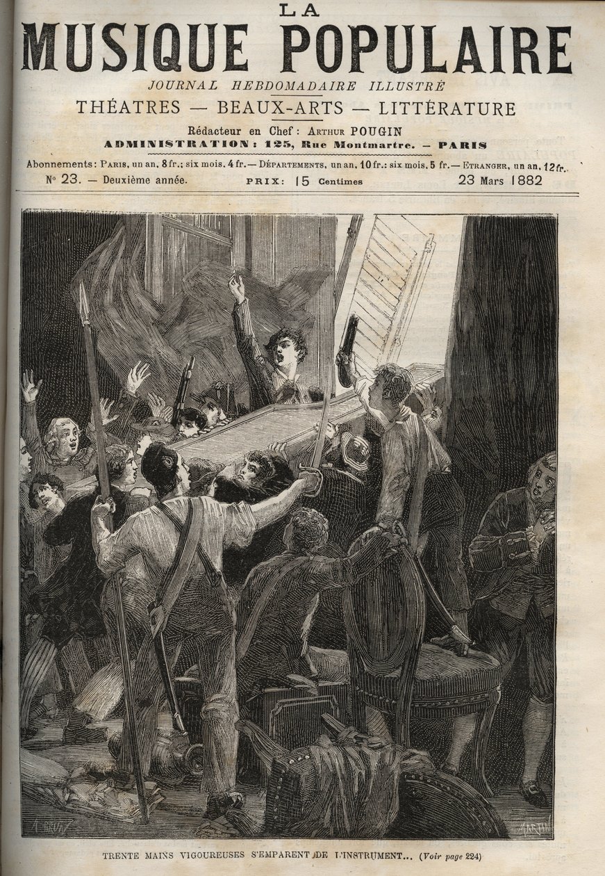 Klawesyn Marii Antoniny Histoire de 1834 „”Trzydzieści energicznych rąk chwyta instrument…”” pod przerażonymi oczami stroiciela królowej, po prawej. autorstwa Unknown artist