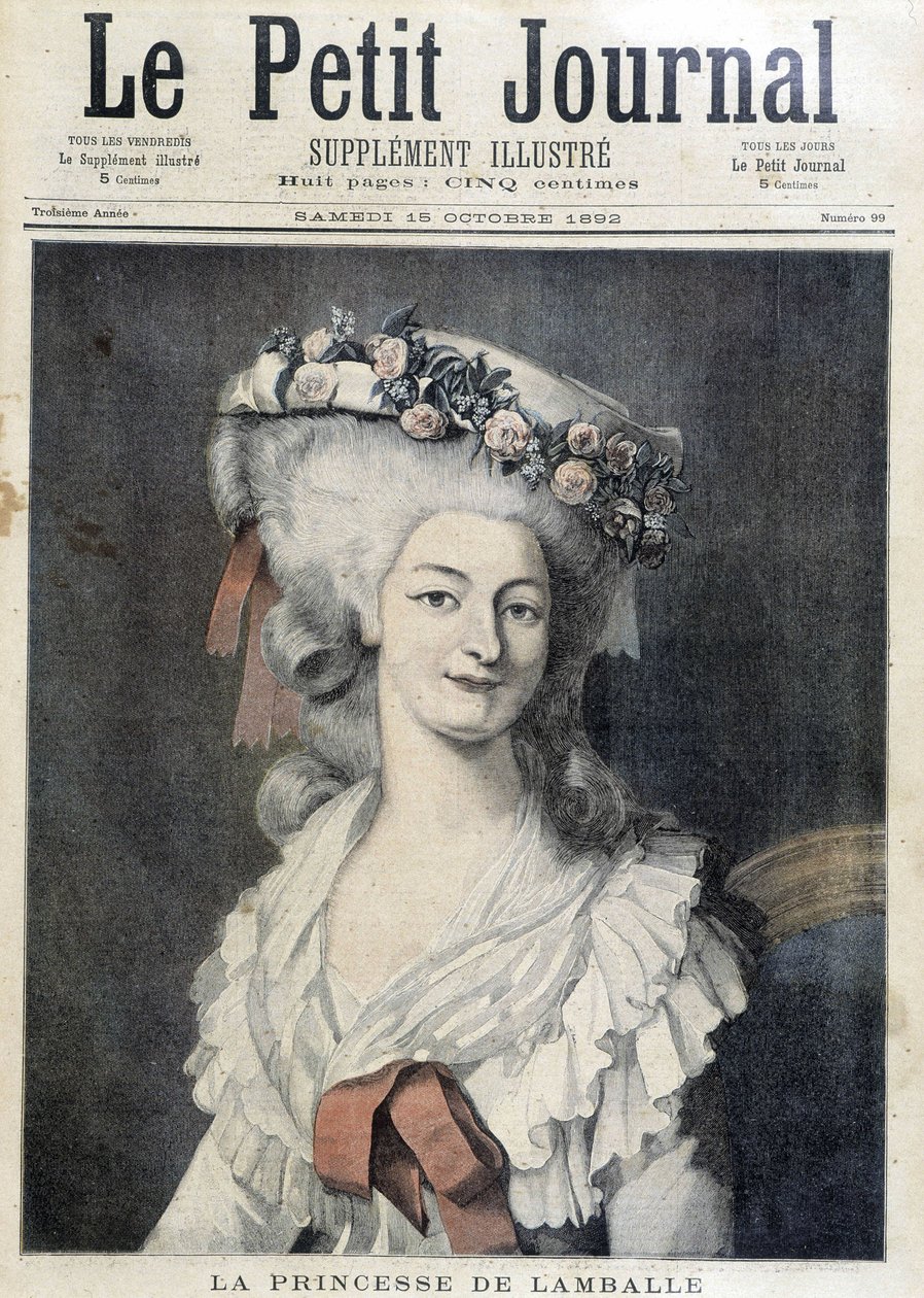 Marie Therese of Savoie Carignan (1749-1792), księżniczka Lamballe – okładka „” The Petity Journal”” autorstwa Unknown artist