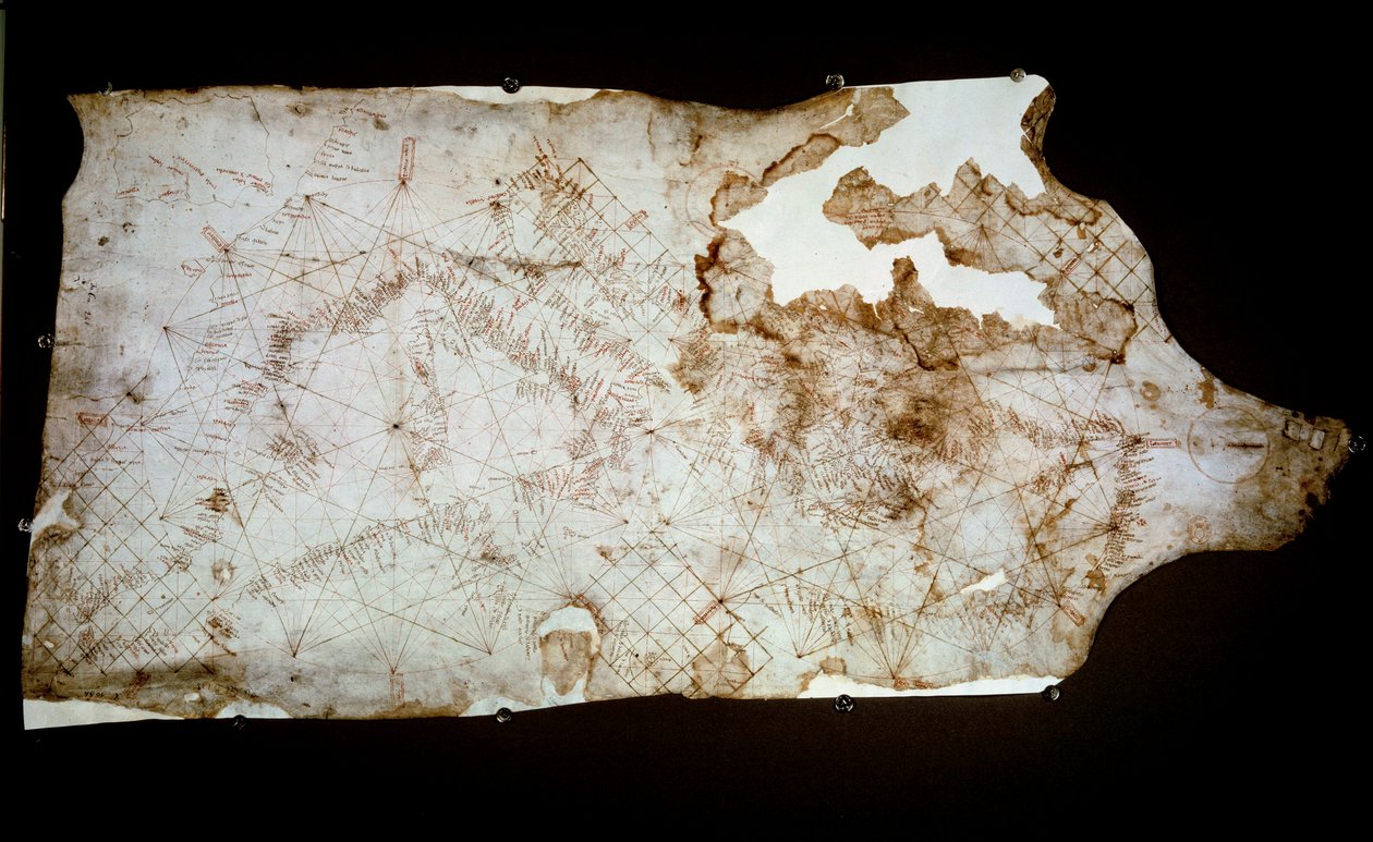 Morska mapa Morza Śródziemnego wykonana w Pizie. XII-wieczny Paryż, B.N autorstwa Unknown artist
